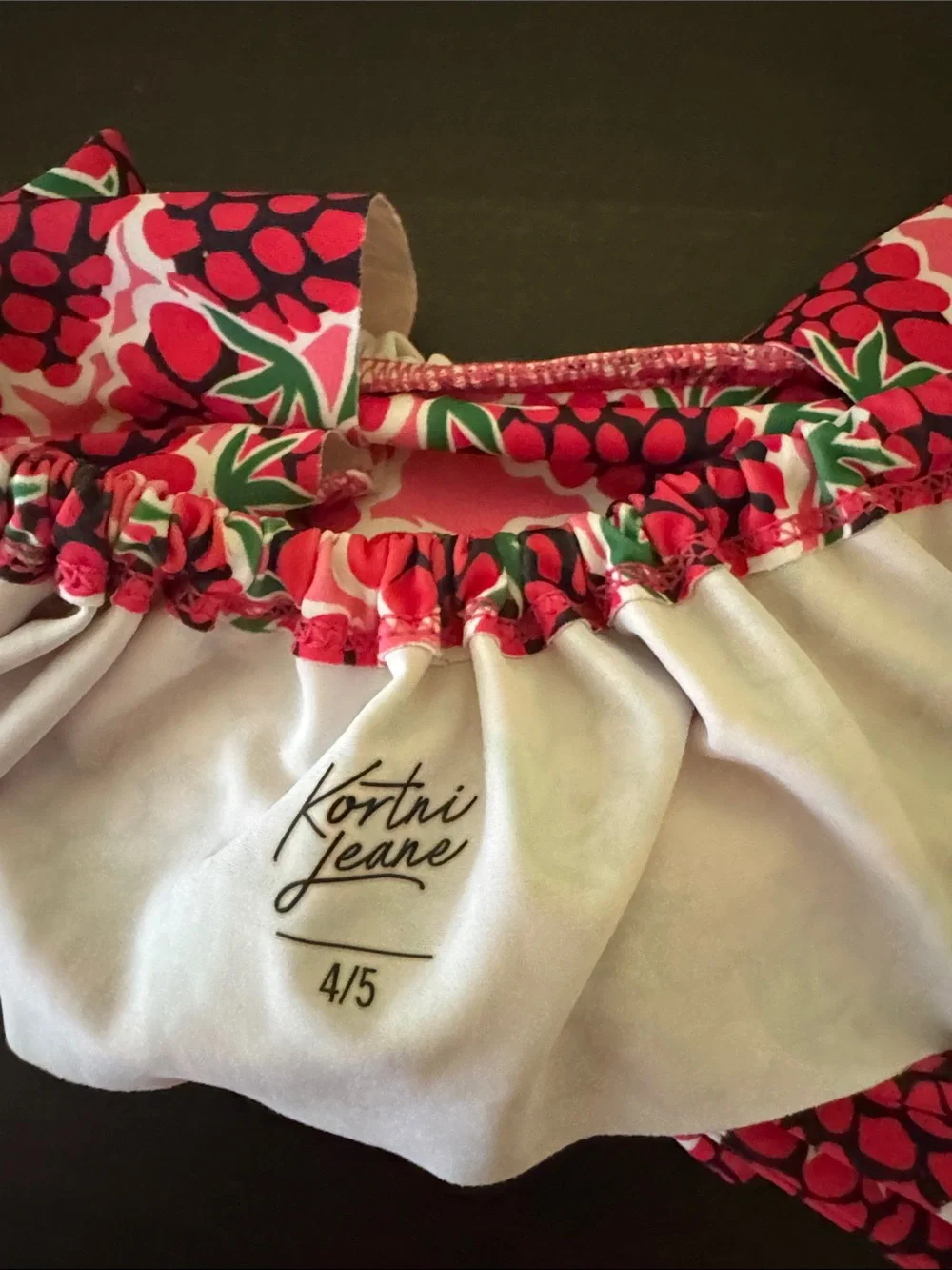 Kortni Jean Girls Pink Raspberry Print Halter Swim Top